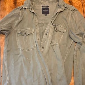 AE olive green button up